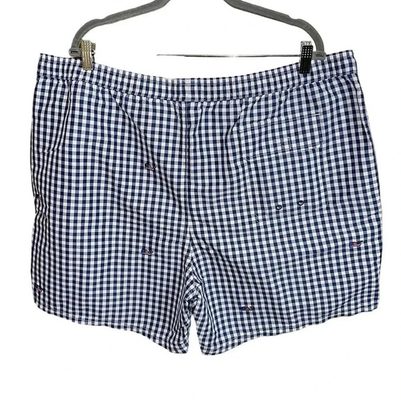 Vineyard Vines Blue White Checker Print Swim Trunks Size XXL - Picture 4 of 6